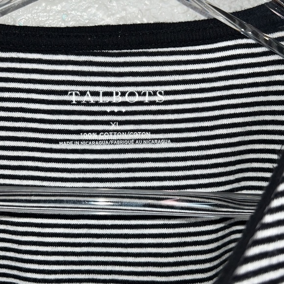 Talbots Black and White Striped Shirt - Picture 4 of 5